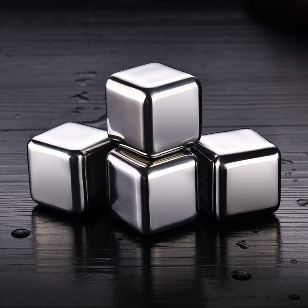 Cubitos de hielo de acero inoxidable, piedras enfriadoras reutilizables para vino de whisky, bloques de hielo fabricante de whisky fabricante de cubitos de hielo enfriador cerveza vino