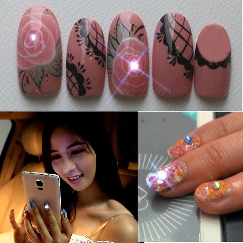 Polonês chip manicure decorações telefone diy dicas sensores móveis nfc led flash de luz afixada cintilação