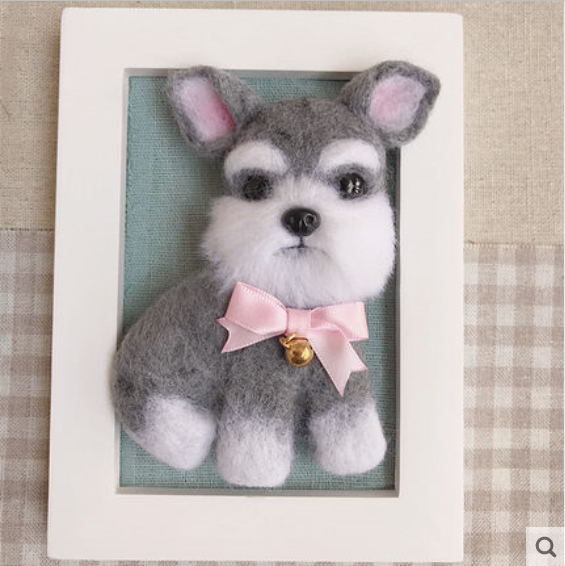 Hund valp bamse til kazakhstan bilde dekor ull nålpunkts kitull ullfilt nålfilt dekorasjon håndverk håndverk d: B