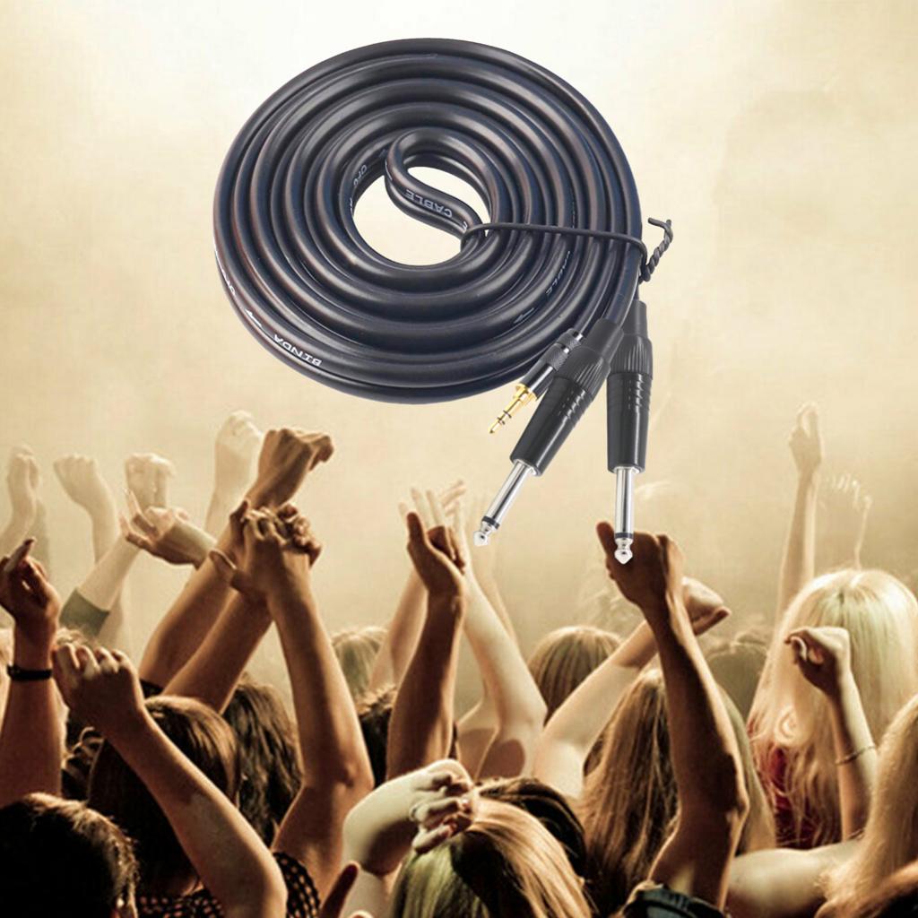 6.35mm 1/4 Stereo TRS Female to 2 Dual 3.5mm 1/8 Mono TS Male Y Splitter Cable