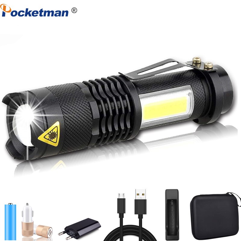 3800LM Q5 LED Zaklamp COB LED Zaklamp Zoomable Pen Licht Waterdicht Zaklamp Draagbare Zaklamp met Pen Clip AA 14500 Batterij