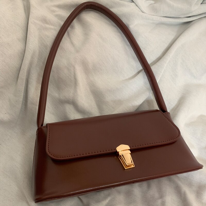 Bolso cruzado retro a cuadros para mujer, baguette con axilas, cadena de hombro, bolso de mano femenino y monedero: type 2 dark brown