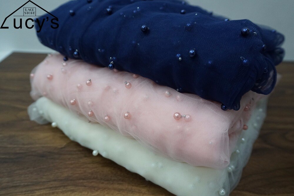 Tissu en Tulle et dentelle perlée, 5 mètres, décoration pour robe, , en Stock, 2022