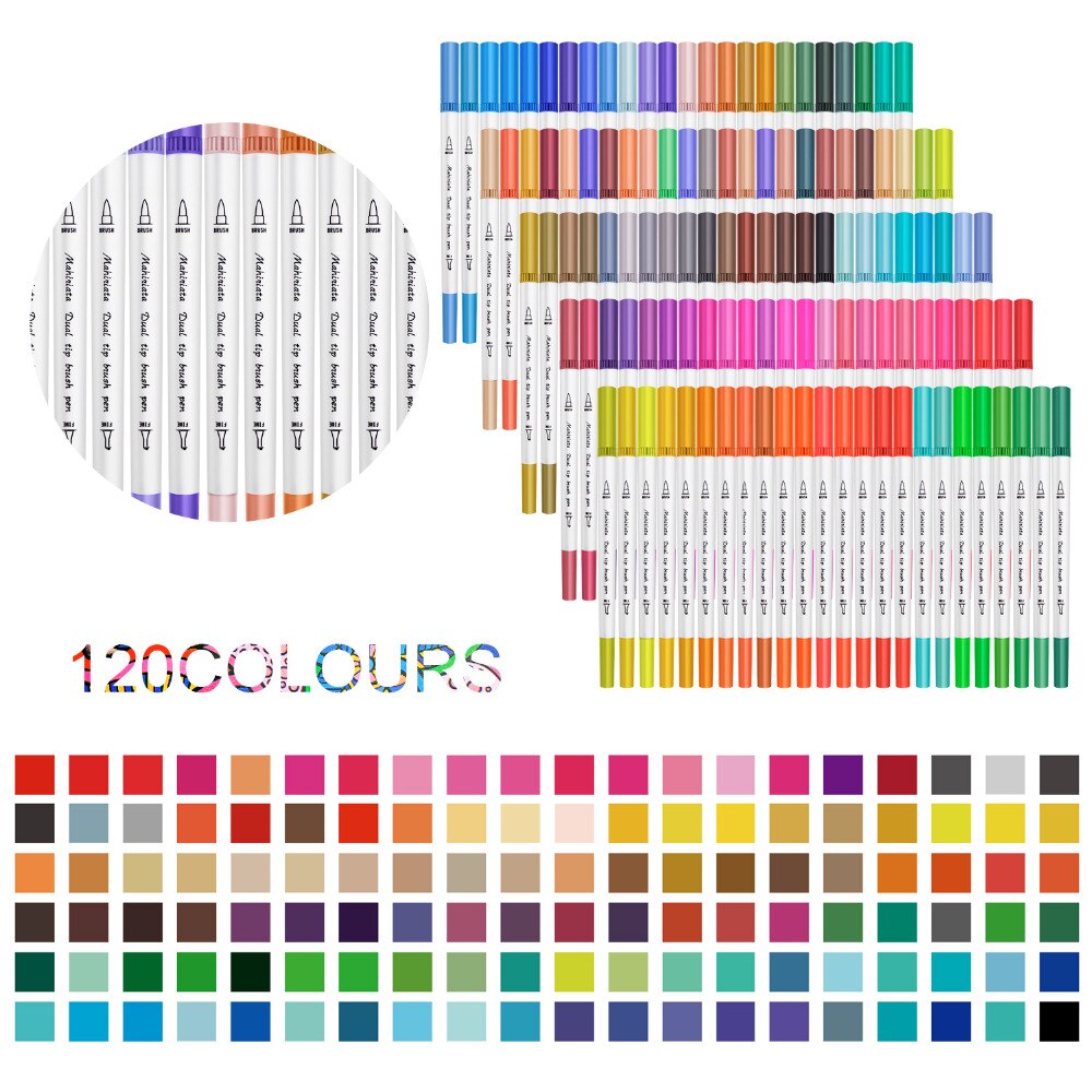 Laconile-rotuladores de doble punta para dibujo de acuarela, rotuladores Fineliner para colorear bocetos, Manga de Color para niños y estudiantes