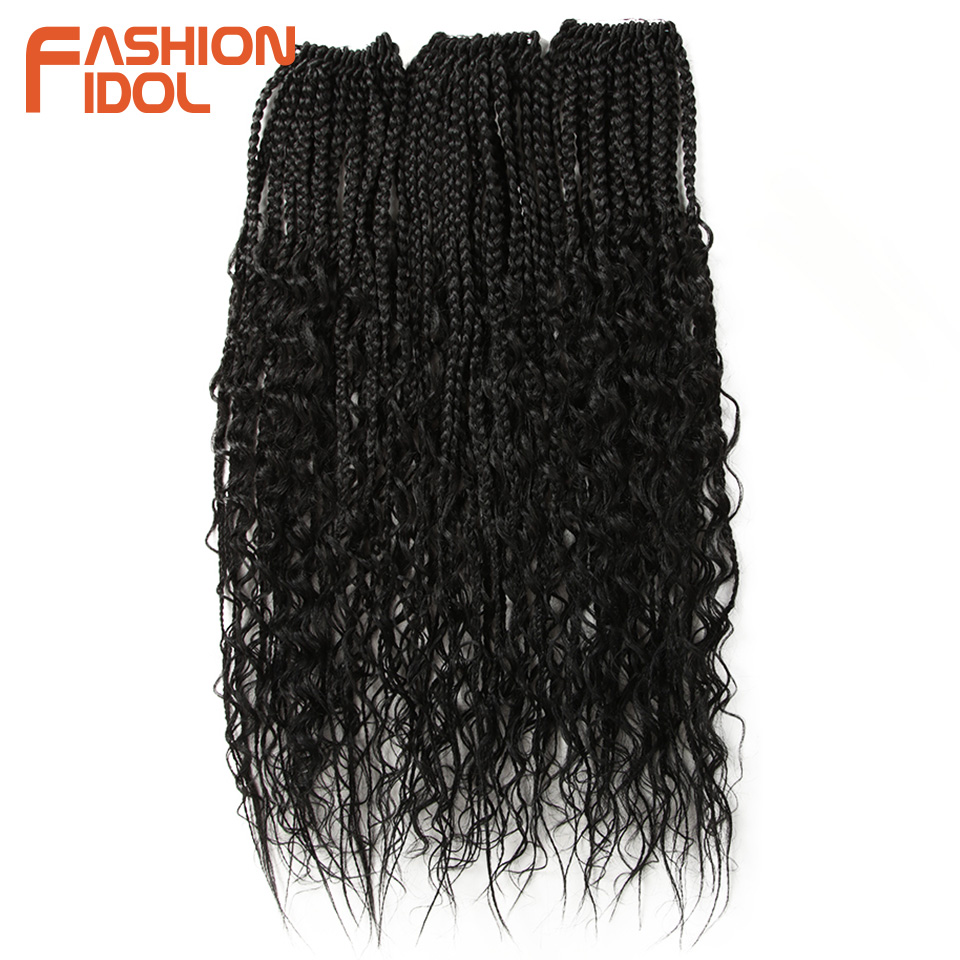 IDOL Micro Box Braid 24 inch Crochet Braids Synthetic Hair Curly Crotchet Hair Extensions Ombre Brown Twist Hair Braids