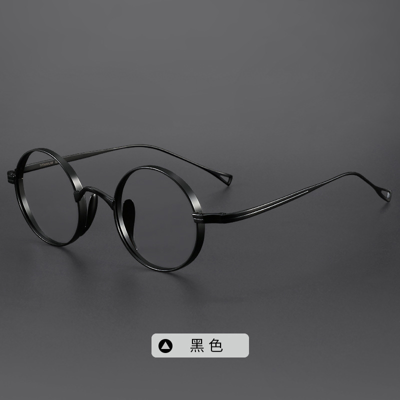 Ultraleichte japanische reintitan-brillenfassung für herren, retro-brille mit kleinem rahmen, flache korrektionsbrillenfassung