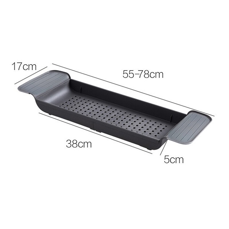 Bathtub Tray Retractable Multifunctional Bath Shelf Expandable Bathtub Caddy Plastic Storage Rack Book Wine Phone Organizer: black