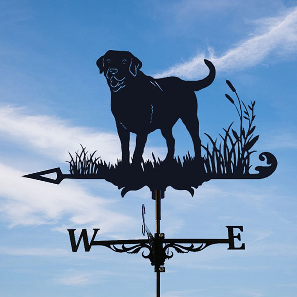 Iron Weather Vane, Garden Ornament Wind Vane, Retro Wind Direction Craft Yard Decor, UV Resistant Metal Weather Vane: Labrador
