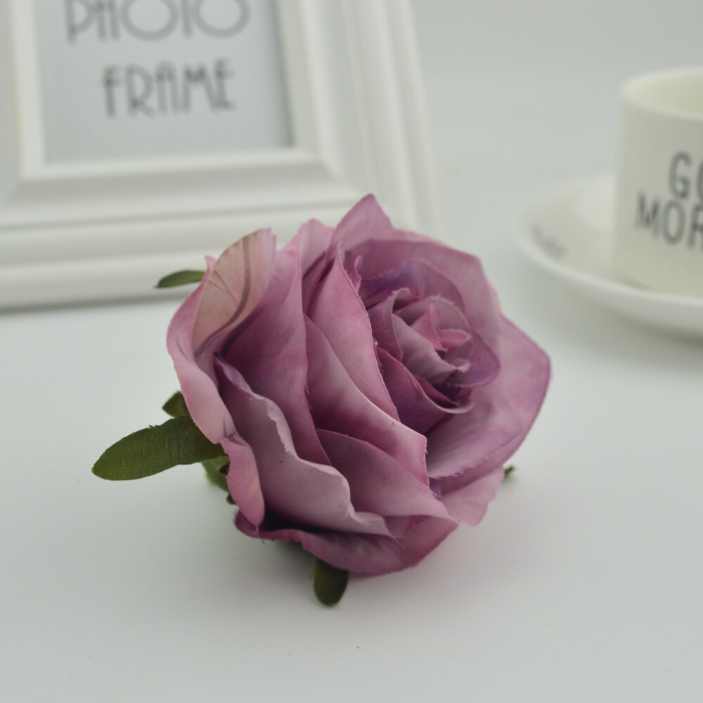 100 st silke plast rosor blommor vägg för vaser hem bröllop dekoration tillbehör billiga konstgjorda blommor för scrapbooking: Lila