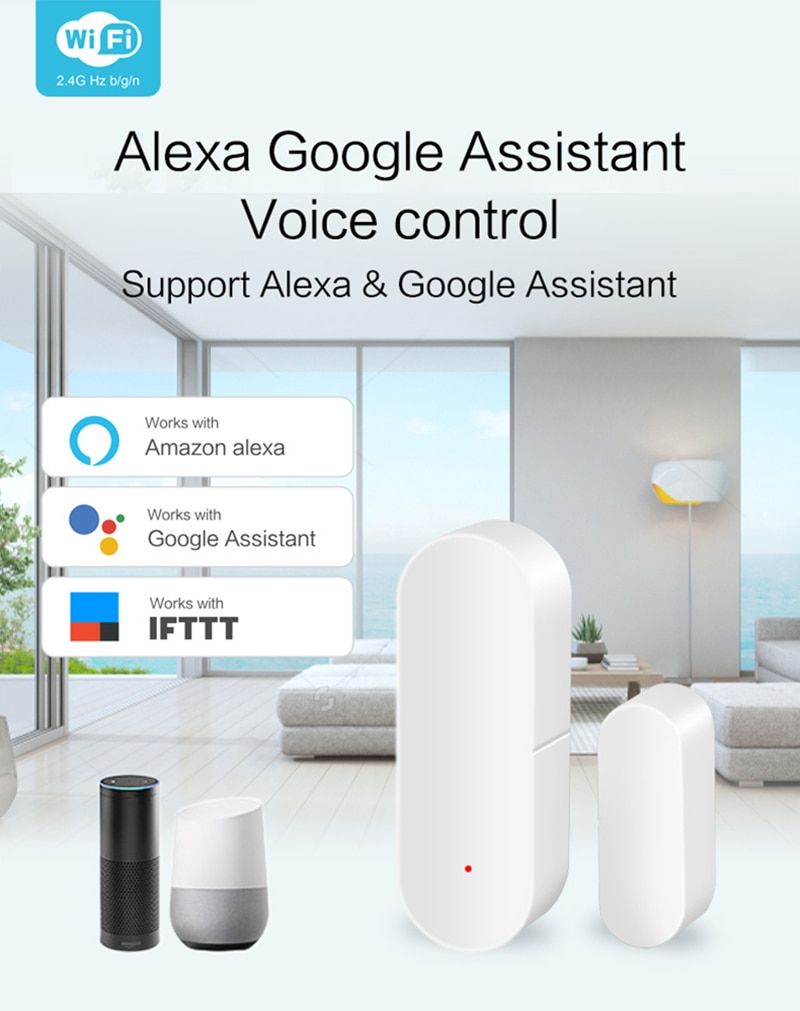 Wifi deur raam sensor detectie beveiligingsalarm deur/raam open herinnering sensor voor google home alexa voor tuya