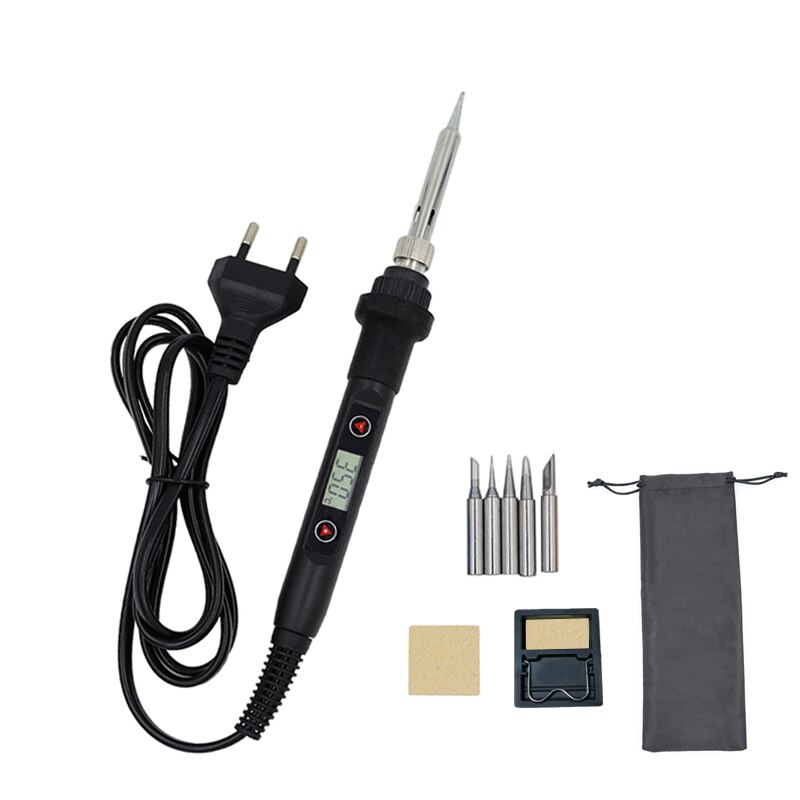 110V electric soldering iron set digital intelligent display temperature adjustable 60W rapid heating 220V welding torch: Black Package 2 / EU