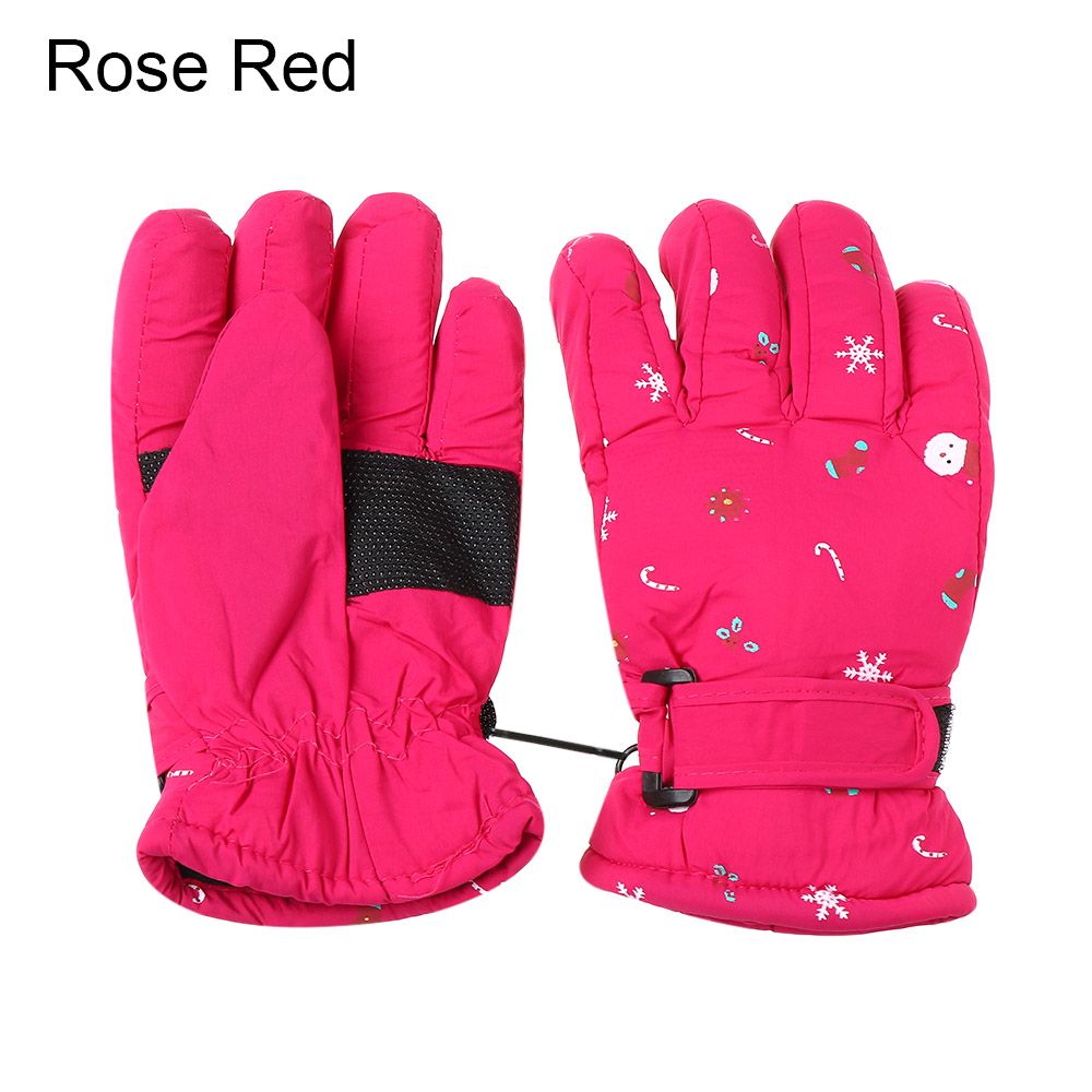 1 Paar Kinderen Ski Handschoenen Lange Mouwen Wanten Winter Winddicht Waterdicht Dikke Warm Antislip Herten Konijn 7-14 Jaar Oud: Rose Red