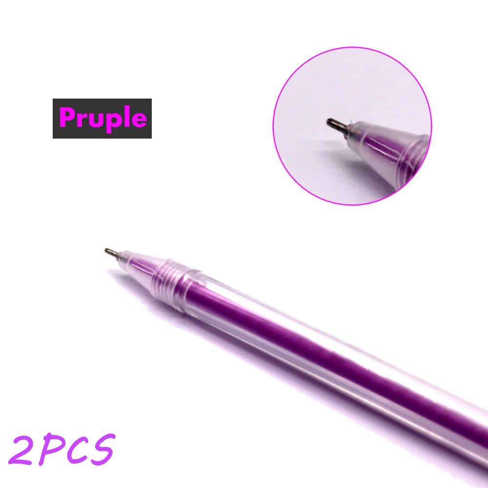 9Pcs 0.6Mm White Ink Gel Pen Highlight Marker Pen Fine Tip for Student Stationery Drawing Art Writing School Supplies: Purple 2PCS