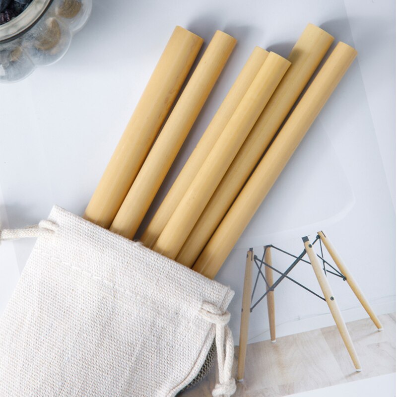 12pcs/set Bamboo Straws Reusable Eco Friendly Party Bar Straws With Clean Brush Drinking Straws