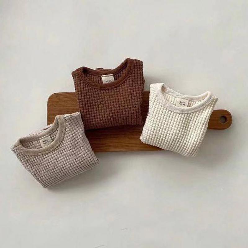 Bobotcnunu Herfst Baby Blouse Wafel Peuter Jongens Tops Korte Meisjes Kleding Casual Outfit