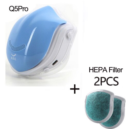 Xiaomi Mijia Q5zawodowiec elektryczna maska robić twarzy z filtrem mężczyźni anty-mgła sterylizacja zapewnia aktywne dostarczanie powietrza jesień zima mgła: niebieski Q5PRO 2 Filter