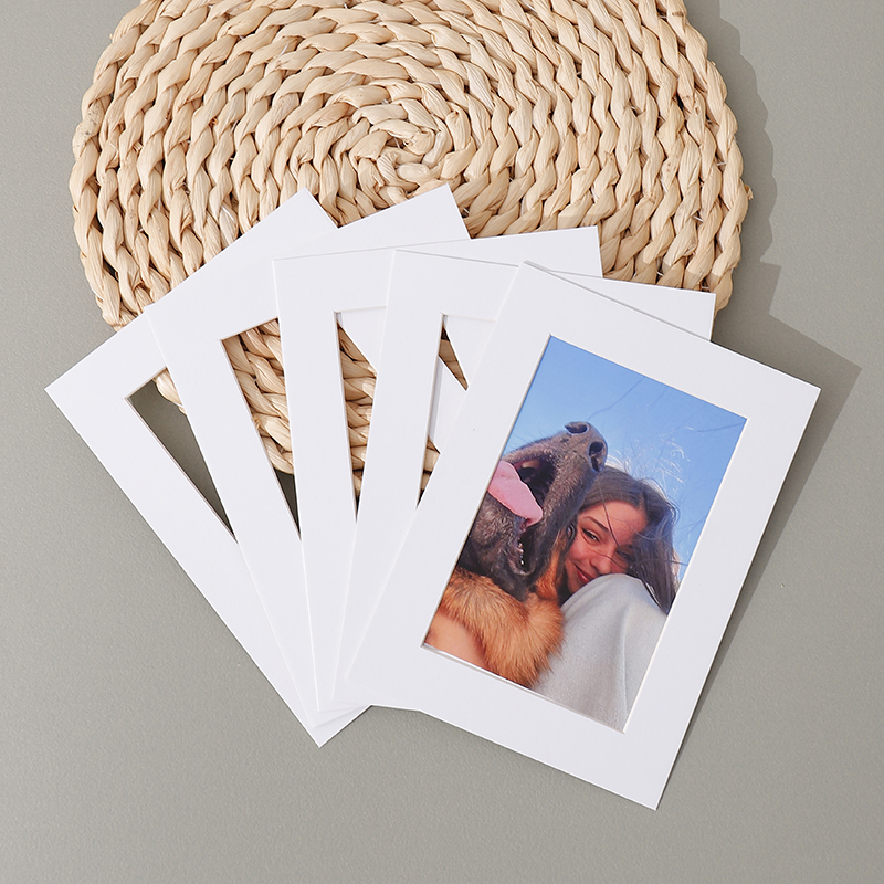 20 stuks kleurrijke kartonnen fotolijstjes, retro papieren fotolijstjes voor foto's van 6 inch, eenvoudige kleine fotolijstjes voor aan de muur.: Wit