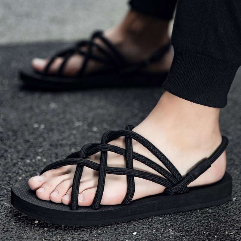 Dames Gladiator Sandalen - Rome Stijl Instapper - Lage Sleehak - Synthetisch Bovenwerk - Rubberen Zool