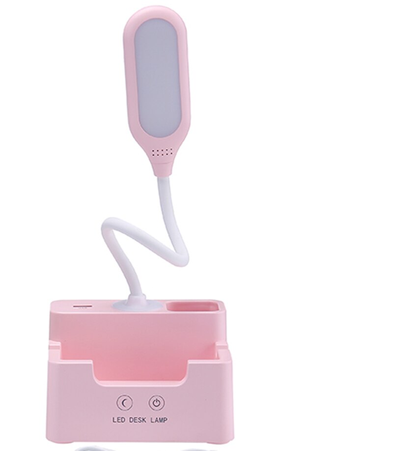 Oplaadbare LED tafellamp met ventilator touch, dimbare tafellamp, oogbescherming, kinderen leeslamp, pen houder Fan pen: pink