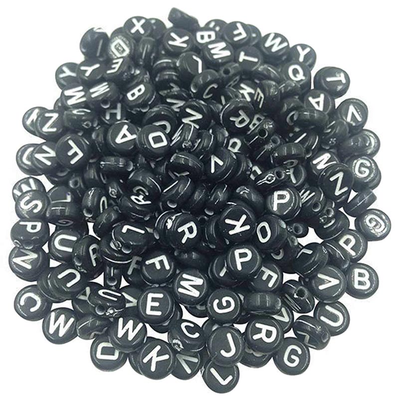 DIY Square Round Acrylic Alphabet Spacer Loose Beads For Necklace Bracelet Letter Beads Charms Jewelry Making SMR88: 4