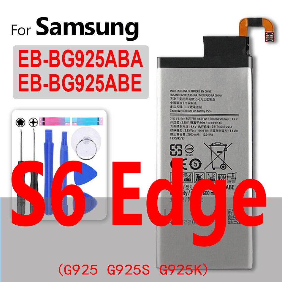 For Samsung S5 S6 S7 Edge S8 S9 Plus Battery For Galaxy S3 S4 mini SM G900 G900S G900I G900F G900H G930F G950 EB-BG900BBE Batery: EB-BG925ABA EB-BG925