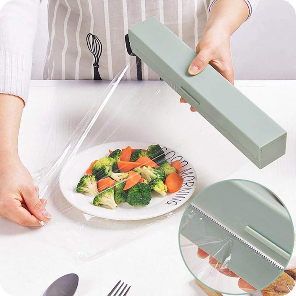 Plastic Wrap Dispenser with Cutter Refillable Cling Film Dispenser Kitchen Aluminum Foil/Foil Wax Paper Practical Cutting Tool