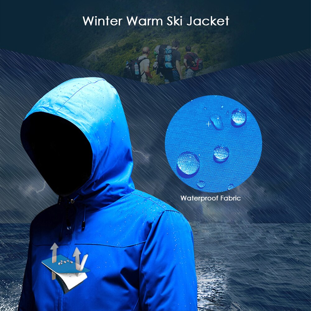 Men Mountain Waterproof Shell Jacket Ski Jacket Windproof Jacket Winter Warm Jacket for Camping Hiking Skiing