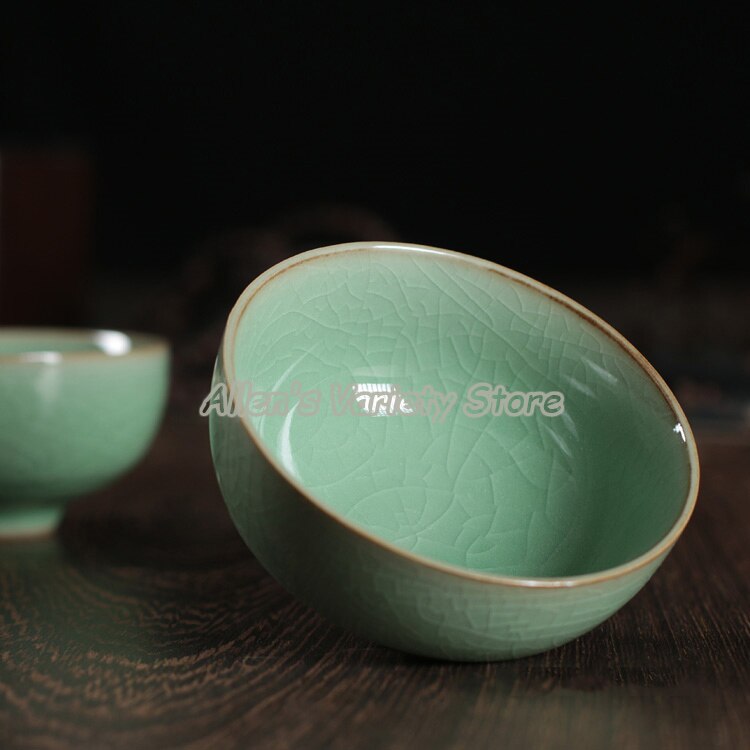 65ml blomme grøn gaiwan te kungfu te kinesiske longquan celadon tekop keramik porcelæn kaffekop keramiske kopper