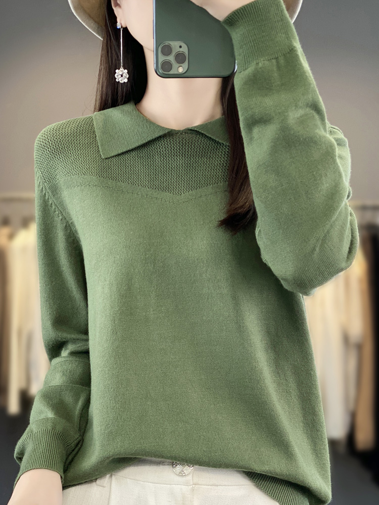 Mode Nieuwkomers Zijde Katoen Dames Trui Lange Mouw Peter Pan Kraag Truien Gebreide Jumper Dameskleding Bovenkleding