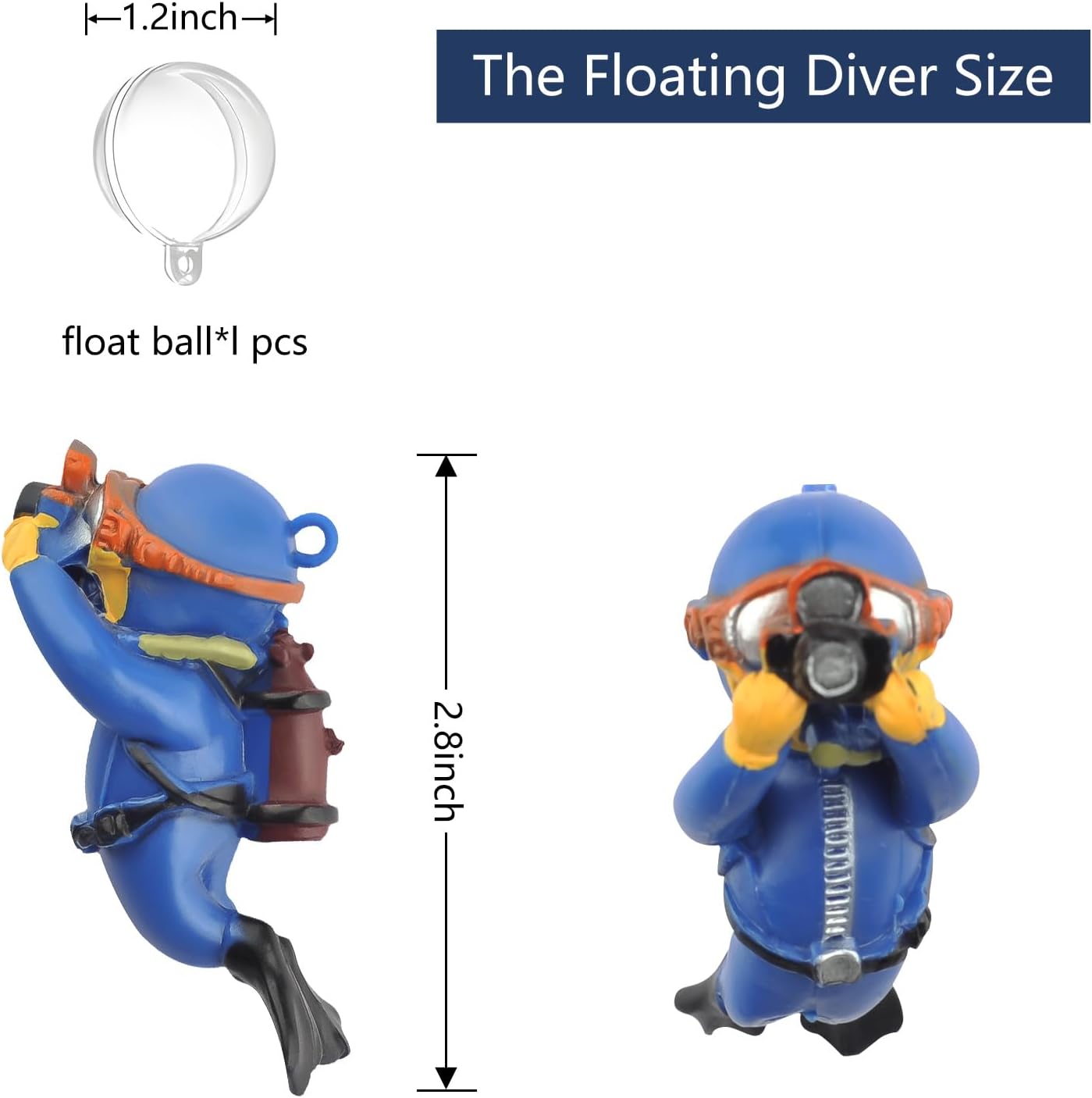 Fish tank Decoration Floating Ornaments Small Figurines Complete Set Diver Blue Guy Underwater Scenery Bottom Figurines