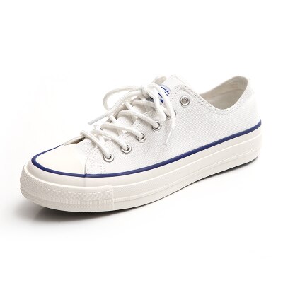 Våren kvinnor canvas skor dam flicka rosa skor snörning vulkaniserad söt preppy stil platt klack anti-halk vita sneakers färgglada: Vit / 5