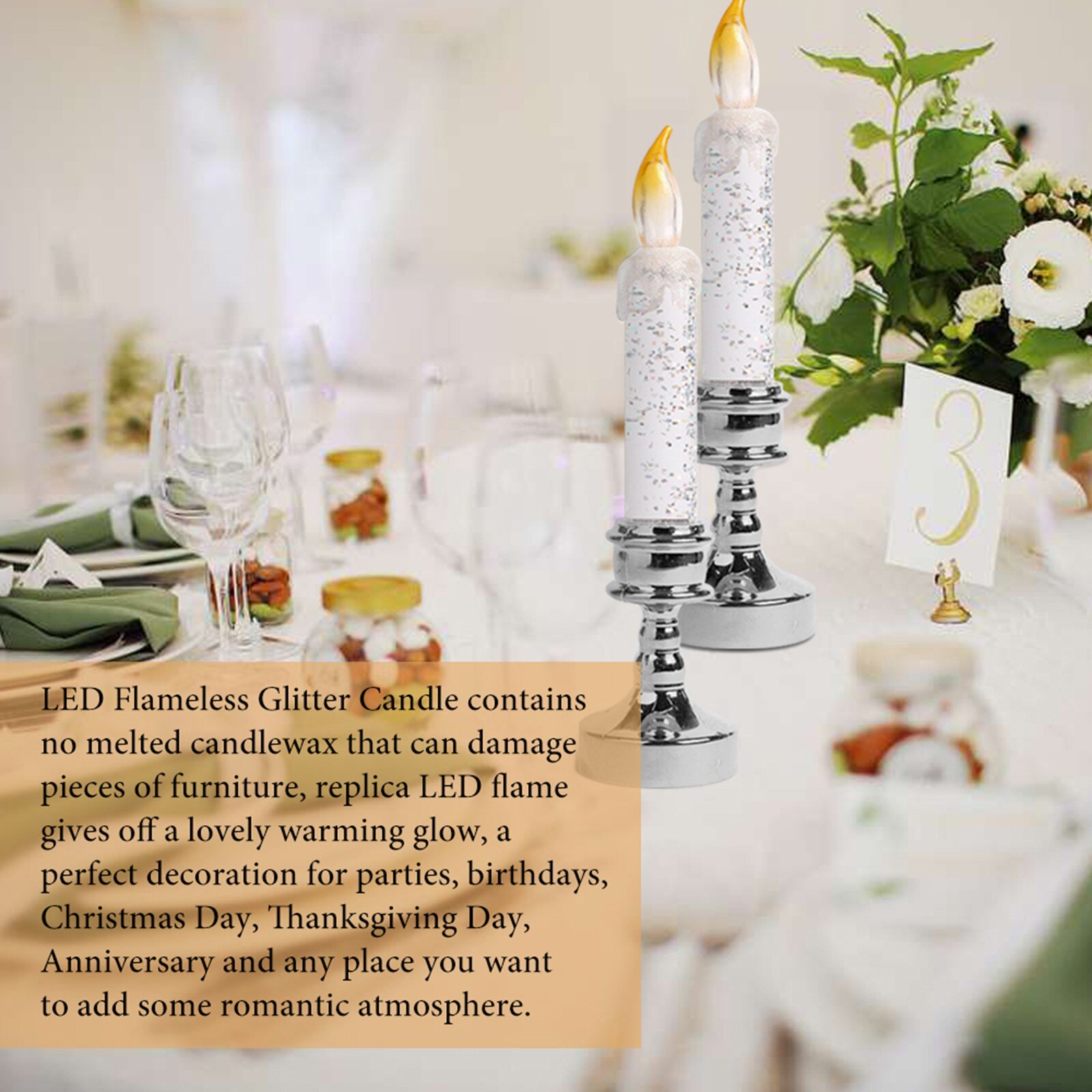 Bougies de noël lumières Festival atmosphère rotative couleur changeante paillettes LED Flameles romantique cristal bougie lumière 30ml