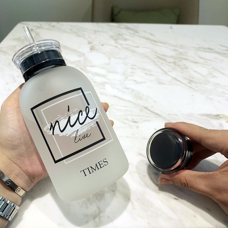 450ml bouteille en verre dessin animé givré/Transparent bouteilles d'eau BPA gratuit étanche Drinkware simplicité étudiant tasse: 9