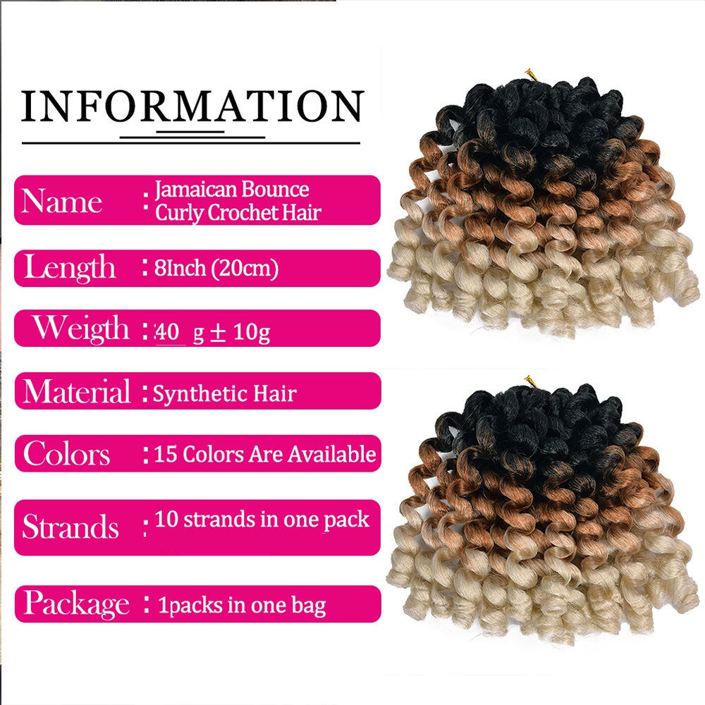Extensión de cabello sintético degradado para mujeres negras, rizo de varita Jumpy, trenzas de ganchillo, cabello rizado de rebote jamaiquino