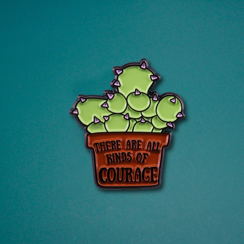 There Are All Kinds of Courage Succulent Pin Inspirational Quote Badge J. K. Rowling Bookworm