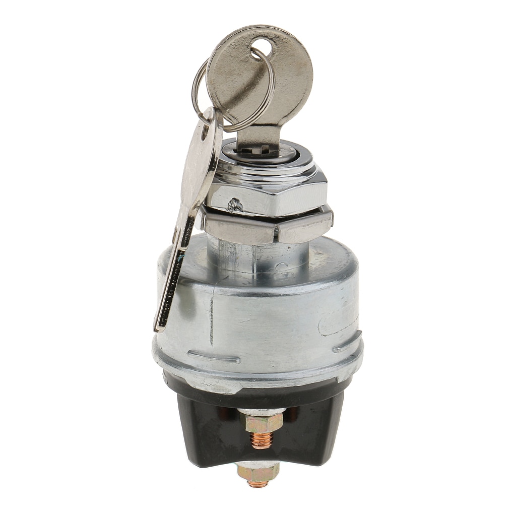 Universal Ignition Key Switch Lock Flush Mount 2-Key 3 Position OFF ON Start for Tractor Forklift Tuning Car Truck Bus Tools