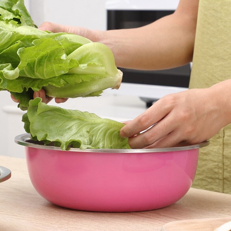 Drie Stuk Kleur Kom Ronde Rvs Wastafel Kleur Verf Proces Keuken Accessoires