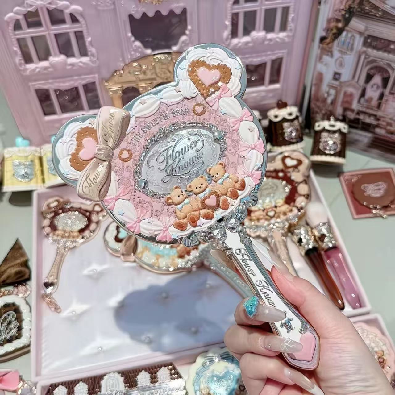 Flower Knows – miroir à main cupidon aux fraises, miroirs de maquillage, miroir Vintage: Rouge
