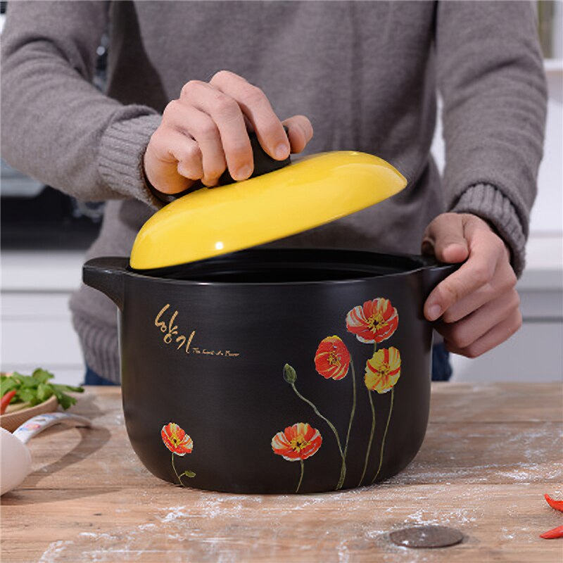 Korea Keramische Braadpan Soeppan Kleine Bloem Geel Deksel Stoofpot Steelpan Koken Gereedschap Huishoudelijke Keuken Levert Grote Kookpot