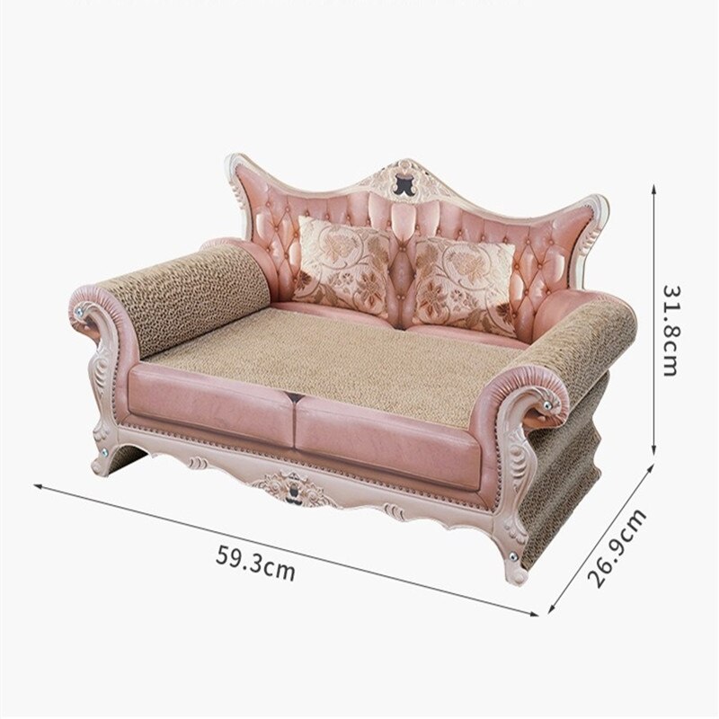 Canapé en bois massif rétro ondulé pour chat, planche à gratter remplaçable et amovible, litière pour chat, griffe de broyage, jouet pour chat: WHITE