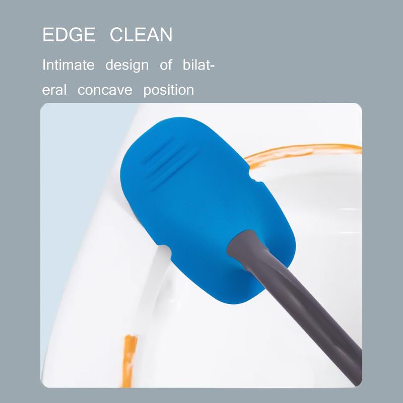 1pc silikone toiletbørste vægmonteret fladt hoved fleksible bløde børster badeværelse rengøringsbørste med hurtigtørrende holder sæt