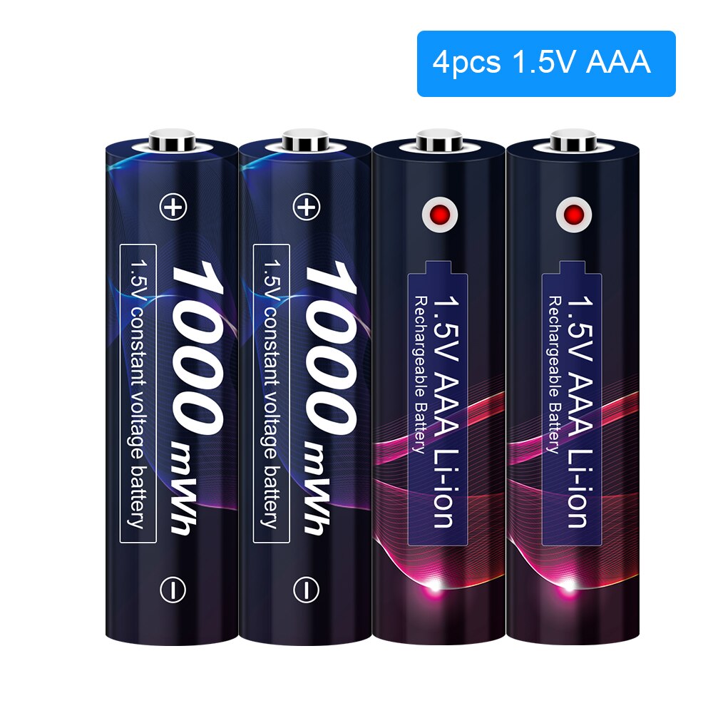 2-8Pcs 1.5V AAA Rechargeable Battery AAA 1.5V Li-ion Battery 1000mWh 1.5v Rechargeable Battery AAA: black
