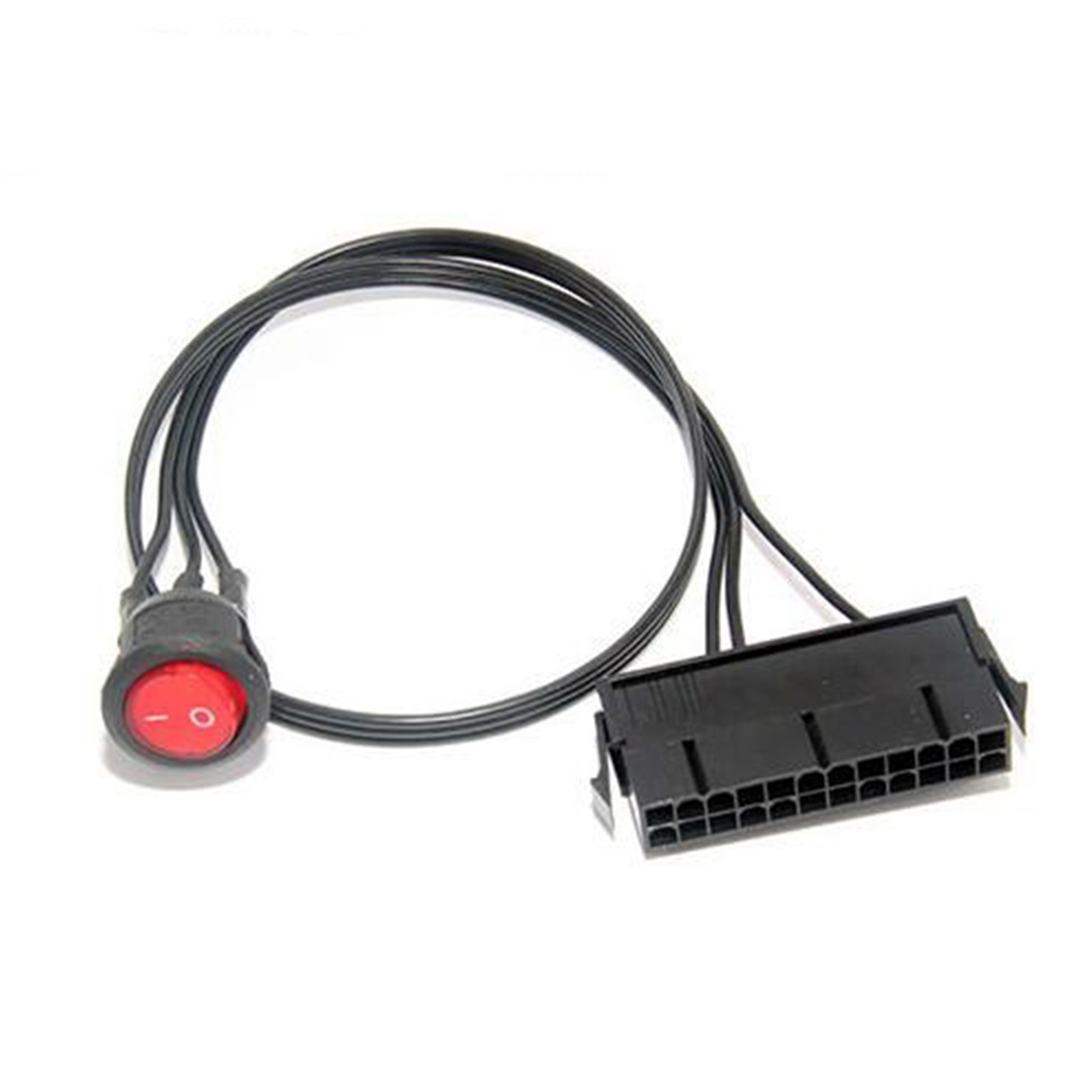 2pcs 50cm Cable Copper Tin Wire 24-Pin Female ATX PSU PC Power Supply Starter Tester Start Up Jumper with ON/OFF Switch