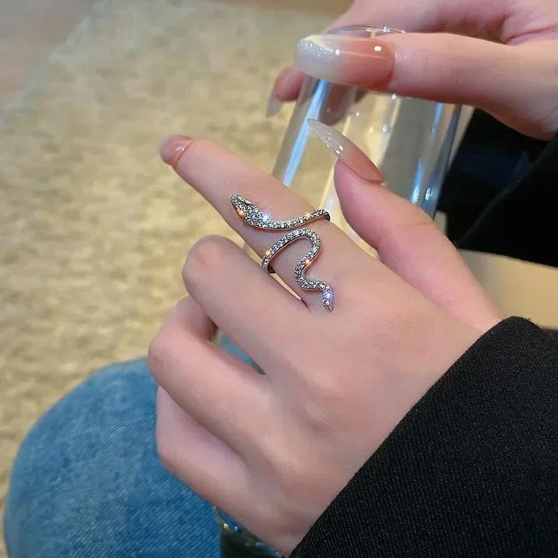Anillo gótico abierto de serpiente para mujer, anillos ajustables con animales, para reptiles, accesorios de joyería con personalidad Punk, tentáculos de joyería
