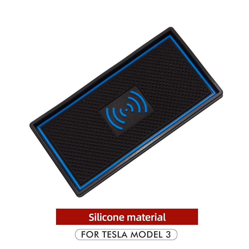 🌠 heenvn modell 3 modeller kortholder puter til tesla modell 3 tilbehør bil armlen boks matte sklisikker for modell syx modely tre: Blå