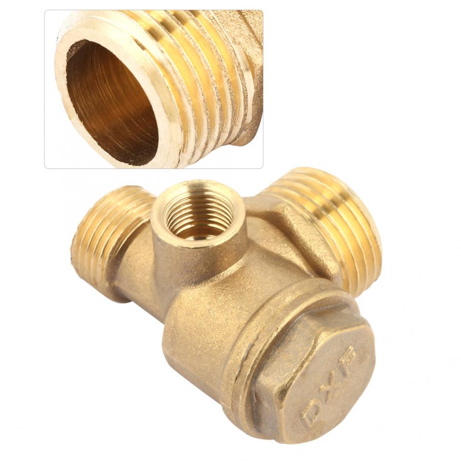 3 Port Brass Air Compressor Male Threaded Check Valve Tube Connector Tool Manual Flush Valve