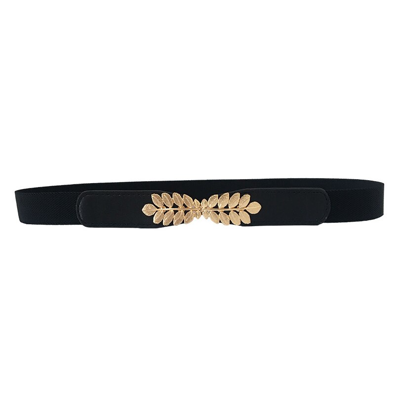 Riem Jurk Eenvoudige Veelzijdige Vrouwen Elastische Riem Dunne Skinny Metalen Goud Elastische Gesp Tailleband Riem Jurk Accessoires: Black