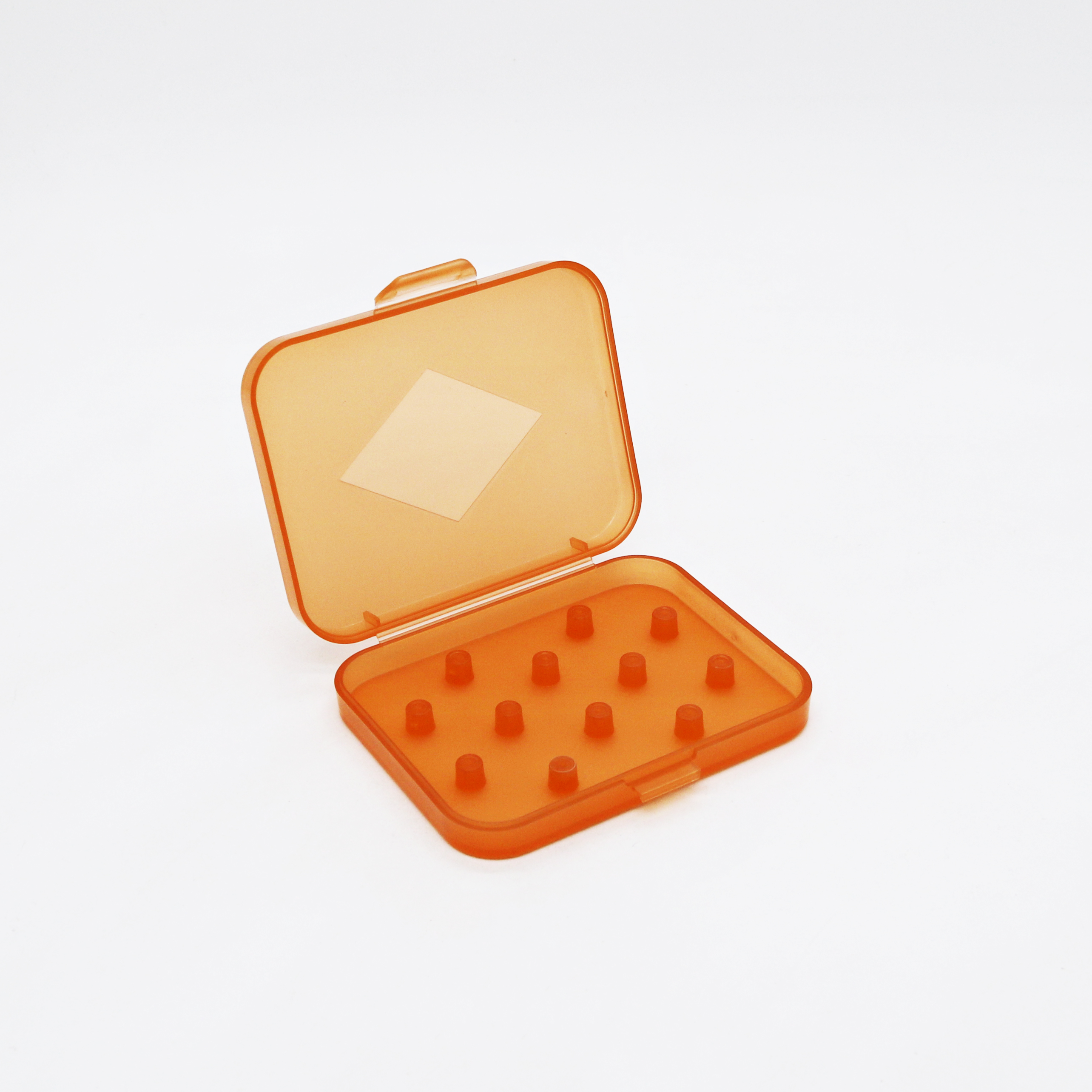 Caja de plástico para tapones para los oídos, caja de embalaje para tapones para los oídos, estuche de espuma viscoelástica, accesorios para auriculares, caja organizadora, bolsa de almacenamiento: Rojo anaranjado