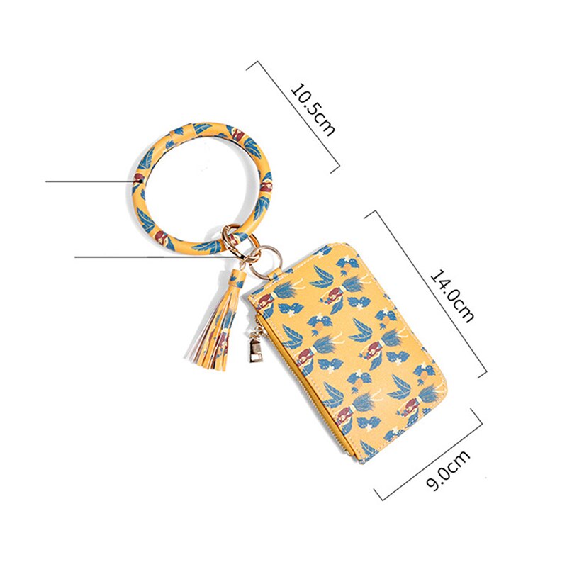 Trend Armband Keychain niedlich PU Leder Quaste Geldbeutel Brieftasche Karte Tasche Schlüssel Ring Handgelenk Anhänger: ananas