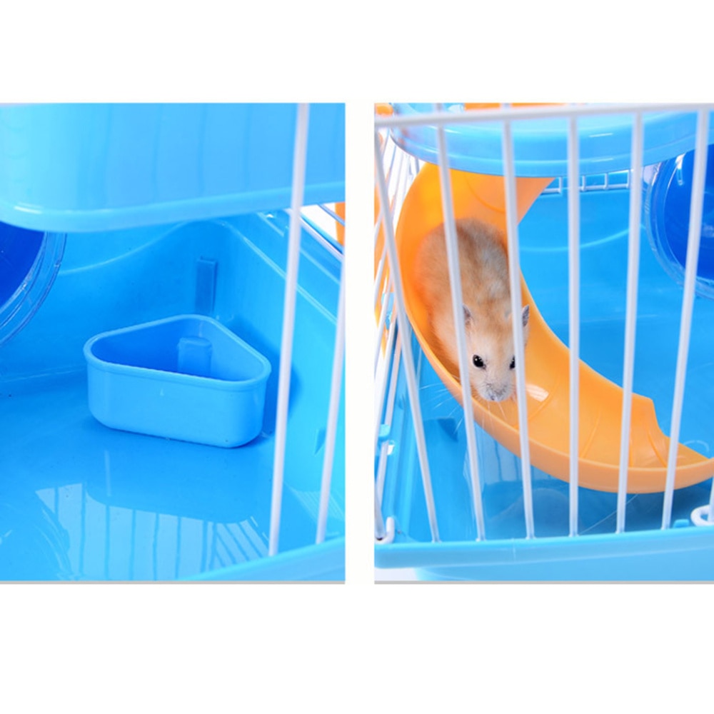 Luxury Three Layer Hamster Cage Pet House Portable Small Pets House Chinchilla Hamster House (Light Blue)